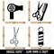 Barber Hair Cutting Stylist Scissors Dryer Rubber Stamp Set for Stamping Crafting Planners